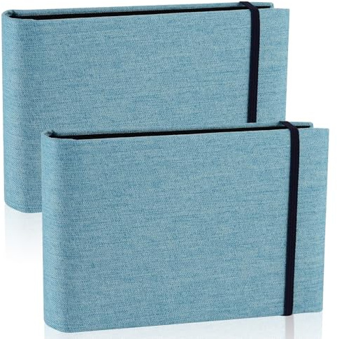 2 Mini Albums Photo À Pochettes, 200 Photos Petit Album Photo De 10 X 15 Cm, Avec Couverture En Lin, Pour Famille Bébé Mariage (Bleu, 6x4inch)