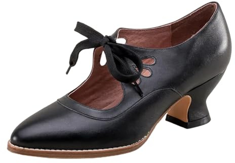 Escarpins rétro Mary Jane pour femme - Style vintage - À lacets - Talon bas - Chaussures Derby - Grande taille
