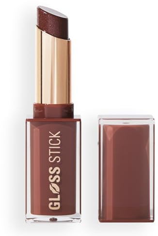 Revolution Pout Lip Gloss, Lip Gloss Ultra Lucido e Pigmentato con Acido Ialuronico e Vitamina E, Vegano e Cruelty-Free, 3g, Shimmer Toasted Caramel