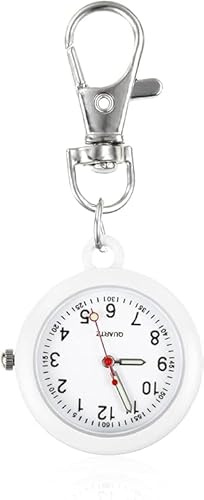Hehglng Fob Watch Nurses Watch Simple Metal Nurses Fob Fashion Quartz Pocket with Key Buckle Unisex Portable for Doctors Chefs Hiking Climbing, Car Keychain