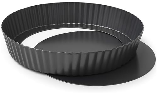 MGE - Molde Desmontable 20 cm - Molde de Tarta Desmontable con Base - Molde Profundo para Quiche, Tartaletas, Tarta - Molde de Horno Rizado Desmontable 20 cm de Diámetro
