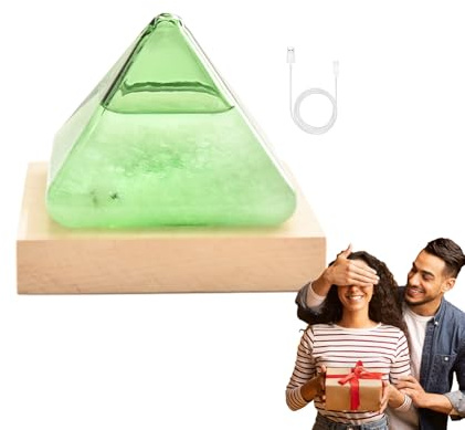 Vidrio meteorológico - Barómetro de vidrio verde decorativo, pirámide de