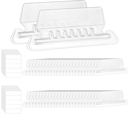 Hanging File Folder Tabs, 3 in Plastic Hanging Folder Labels and 2 in Paper Inserts, File Labels for Files Folders, Transparent Tabs for Quick Identification, 50PCS