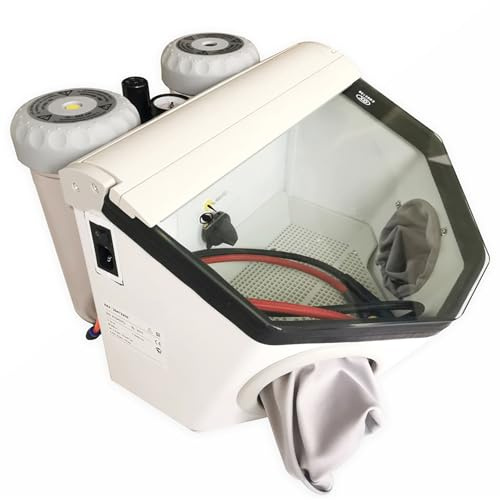 Double-Pen Sand Blasting Machine, Lab Sandblaster with LED and Glass Window, Pressure Regulator for Surface Treatment of Materials