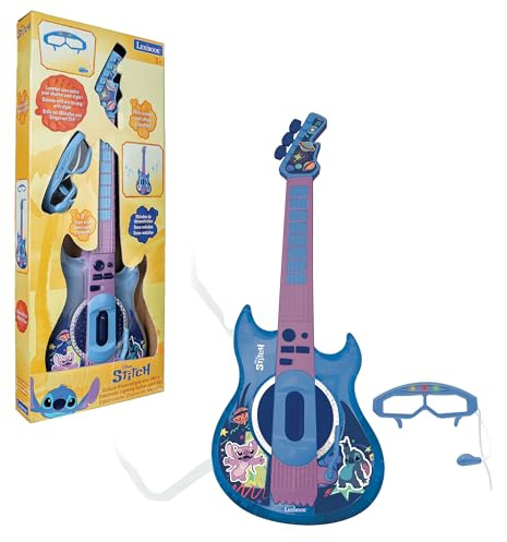 Lexibook, Stitch Guitare Électronique, K260DLXB | Microphone et lunettes incluses, 2 modes de jeu, mélodies de démo, Effets lumineux