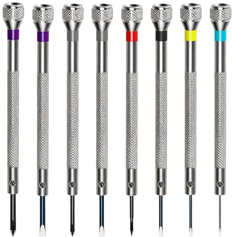 8 PCS Kit Tournevis de Précision 0,6-1,6 mm,Jeu Petit Tourne Vis Horlogers | Acier inoxydable + embout en acier haute teneur en carbone,Changement d'embout rapide,Changement d'embout rapide