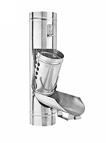 dachrinnen-shop.de Regenwasserklappe mit Laubfangkorb für Fallrohr DN 87, Titanzink, Silber, Rund