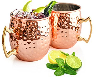 Sendez 1x Moscow Mule Becher 500 ml Handgemachter Kupferbecher Moskau Mule Kupfertassen Cocktailkrug