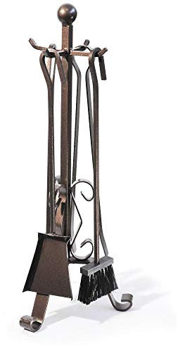 OX 650.G - Set Camino Gigante in Ferro BATTUTO 4 Pezzi 33X80 H CM - ATTREZZO Kit - Accessori CAMINETTO Design per Pulizia