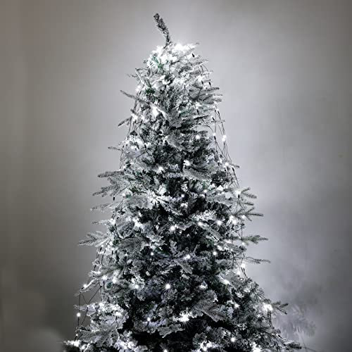 Luccika Mantello a rete di Luci con 192 Led Bianco Ghiaccio per Albero di Natale da 150 a 180 cm di altezza con memoria e 8 giochi di luce per Interno ed Esterno