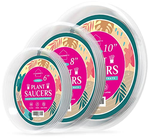 My Homeware Fix 15-Pack Clear Plastic Plant Pot Saucer to Prevent Water Spills – Drip Trays for Indoors and Outdoors – Saucers are 3 Sizes – 6, 8, and 10 inches
