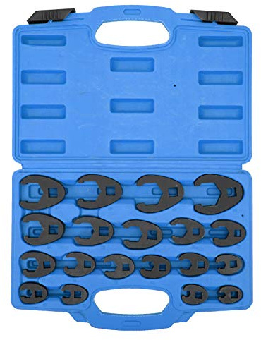 Crows Foot Spanner Set, 19pcs Crowfoot Spanner Set Steel Crowfoot Spanner Crow's Foot Wrench Metric Set 8‑32mm Drive Crowfoot Flare Nut Wrench Set for Large Open‑end Wrenches or Socket Wrenches