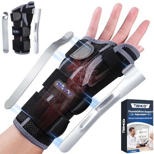 TISMOD Handledsbandage och tummskena, justerbar vänster höger handledsstöd handledsskena tumstabilisator för senskidinflammation, karpaltunnel artrit, sportskydd