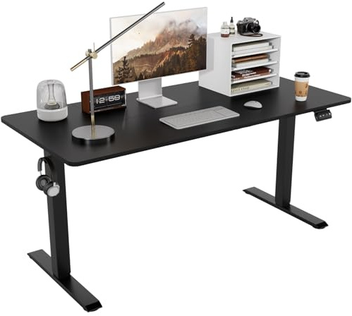 TRIUMPHKEY 140x60cm Scrivania Regolabile in Altezza,Elettrica Scrivania Ufficio con Funzione di Memoria,Tavolo da Computer,Postazione di LavoroStanding Desk 71-119 cm?Nero?