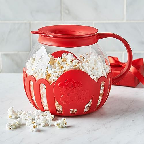 Generic Popcorn Maker Machine | Microwave Popcorn Popper | 2.25 Quart Popcorn Popper Bowl With Lid | Popcorn Machine Popper | Temperature Safe Borosilicate Glass & PP | Dishwasher Safe