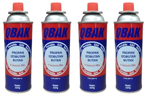 UBOON Pack de Cartuchos de Gas Butano 227g para Hornillos y Quemadores - 100% Butano, Compatibles con Cocinas Portátiles, Sopletes y Más - Cartucho Desechable con Válvula de Seguridad (4 BOMBONAS)