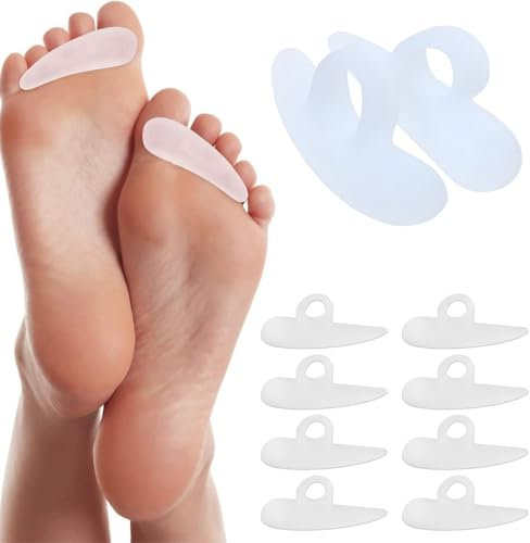 XENQITO 4 pares de almohadillas para dedos en martillo, silicona Dedo martillo corrector, separador de dedos de silicona, Correctores de Dedos del Pie, para reducir el dolor y la fricción