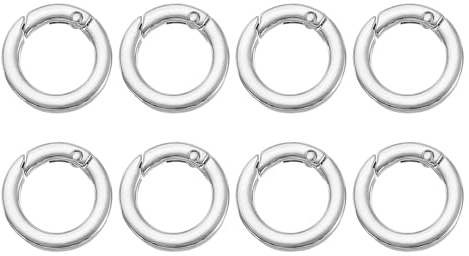 PATIKIL Anillas De Resorte, 8 Piezas 1 Pulgada Grapas Redondas De Metal Anillas Planas Para Llaveros Bolsos Correas Collares De Perro Manualidades DIY, Plata-Blanca 25mm