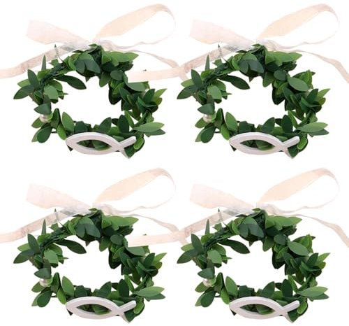 XFSRG 4 Pièces Guirlandes Bougie Communion Decoration Anneaux de Bougies Feuilles Anti Gouttes Artificielle 3-6 cm Diamètre pour Baptême Mariage(#1)