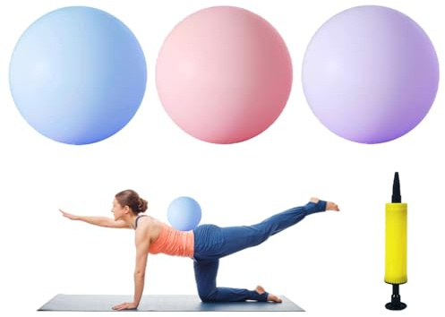Abiyou Mini Pelota de Pilates, 3 Piezas Soft Balones de Yoga,25CM Pelota de Yoga,Pelota de Gimnasia,Pelota Pilates Pequeña,Pelotas de Ejercicio Pequeñas Enviar Bomba de Globo,para Yogá,Pilates(3Color)