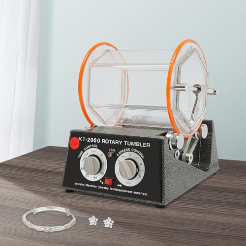 Tambor de pulido de joyas, pulidora de superficie rotativa de 150 W, pulidora de joyas, vaso giratorio de pulido ajustable, tiempo y velocidad ajustable, para oro, plata, etc