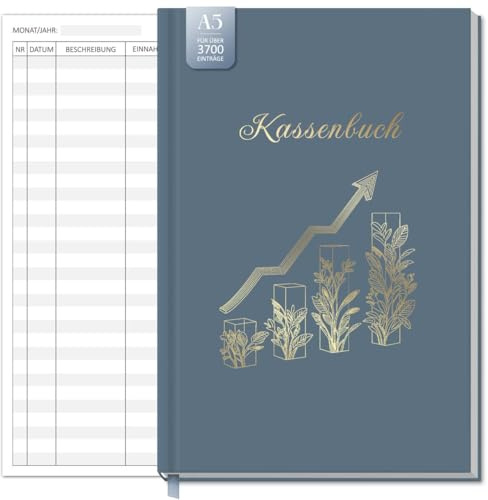 BIROYAL Kassenbuch A5, Übersichtlich & Logisch Strukturiert, Blau
