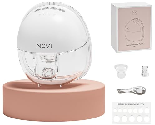 NCVI Tire-Lait Electrique Portable avec Mains Libres, Forte Aspiration, 4 Modes & 9 Niveaux de Succion, 24mm et 21mm Brides, Silencieux et Facile à Nettoyer, 1 Pièces, Blanc