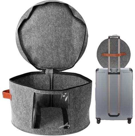 Generisch Hutschachtel aus Filz 50 x 43 cm – runde Faltschachtel | Tragbarer Behälter, Hüte, Schals, Handtücher, Bettwäsche, Handschuhe, Leinen, Heimorganisation, praktisch