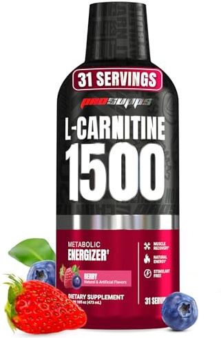 ProSupps L-Carnitine Liquid 1500, Stimulant-Free Liquid Shots for Men & Women - Clean Workout Drink for Energy, Performance & Muscle Recovery - No Sugar, No Carbs - 31 Servings, Berry