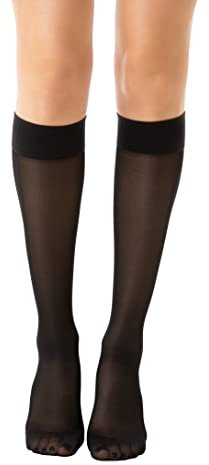 Relaxsan Basic 850 (1 Paar - Schwarz 4/XL) Stützstrümpfe Damen 18-22 mmHg, Kompressionskniestrümpfe 140 Den