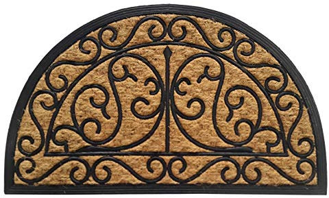 EHC Natural Half Moon Coir & Rubber Backed Door Mat for Indoor and Outdoor, Non-Slip, Dirt Trapper, Durable Rubber Mat, for Front Door, Hallways, Entrance, 45 x 75cm