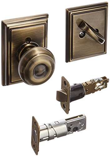 Schlage Lock Company F59GEO609ADD Georgian Interior Pack Knob Set with Single Cylinder Deadbolt, Antique Brass