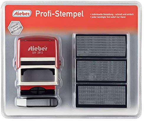 stieber Profi Stempel 5 Zeilen SUPER Maxi Set 2015: 6 Typensätze, 2 Kissen, Stempelunterlage (Bügelfarbe unten wählbar) (Bügelfarbe rot)