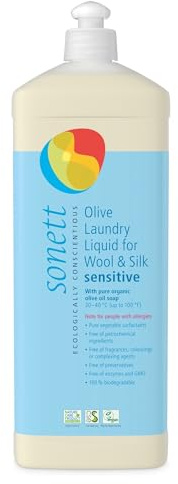 Sonett Organic Olive Laundry Liquid for Wool and Silk, Sensitive skin 34 oz/1L (Sensitive Olive Laundry Liquid for Wool and Silk) Certified Organically Grown (1, blue)