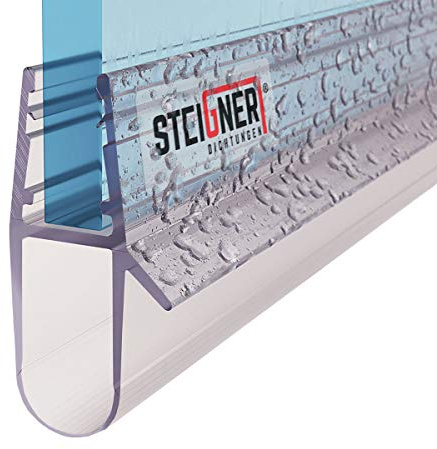 STEIGNER Duschtätnings list, 100cm, 5/6/ 7/8 mm tjockt glas, rak PVC-tätning, UK17