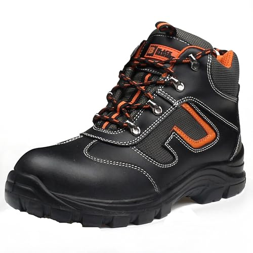 Black Hammer Mens Leather Safety Boots S3 SRC Steel Toe Cap Work Shoes Ankle Hiking Walking 6652 (11 UK)
