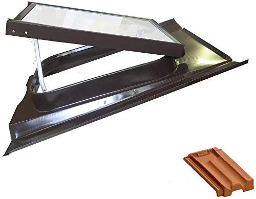 Lucernario Vetro Temperato - Modello 45X60 cm - Telaio verniciato testa di Moro- Vasistas - KTP (piano/marsigliese, testa di Moro)