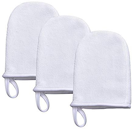3pcs Gants Microfibre Nettoyage du visage pour les femmes réutilisables sans produits chimiques Démaquillant Mitt Chiffons doux et Buvards lavage du visage