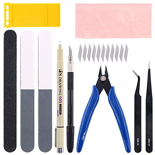 Keadic Lot de 22 outils professionnels pour modélisme Gundam avec étui en plastique Idéal pour les loisirs créatifs