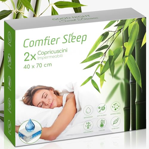 Copricuscino Impermeabile 40x70 – Copri Cuscino Antiacaro Anallergico Tre Strati Con Zip – Set 2 Coprifedere Cuscini Letto Traspiranti