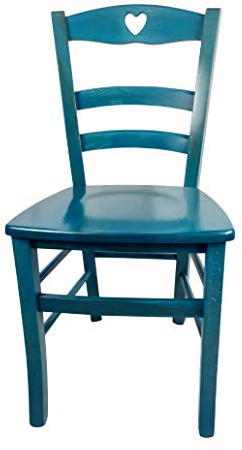 Sedam Srl Sedia Cuore, in Legno Massello, Vari Colori e Sedute disponibili, Alta Qualità (Azzurra, Massello),MINIMO ORDINE 2 SEDIE