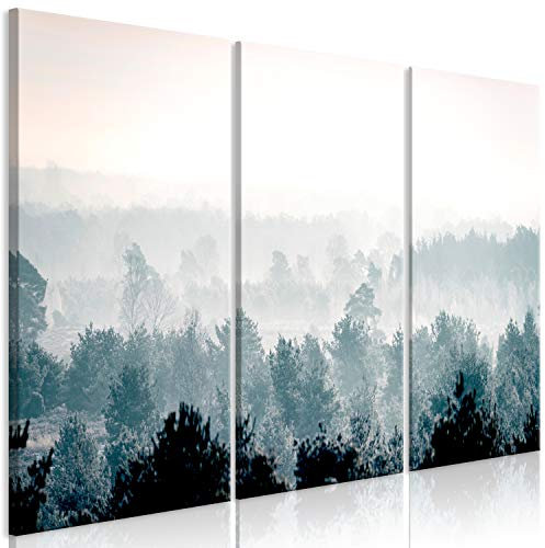murando Cuadro Acústico Bosque Niebla 90x60 cm espuma acústica absorbe el sonido aislamiento lienzo de 3 piezas Decoración de Pared Paisaje Montanas c-B-0368-b-e