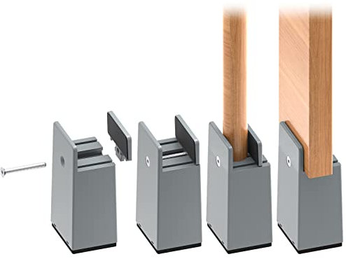 RCHYFEED Betterhöhung 4 Zoll Verstellbarer Schraubklemme, Möbelerhöhung 10cm passend für Fußstärke des Bettes von 0 bis 1,5 Zoll, Robuste Bed Risers für Sofa Schreibtisch Schrank, 4 Stück