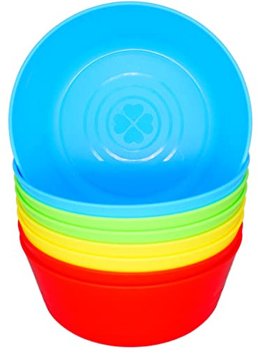 Bloomsworld 8 Kinderschüssel-Set aus Kunststoff für Kleinkinder, Wiederverwendbar, BPA-frei, Picknick-, Party- und Campinggeschirr für Jungen und Mädchen - Bunt