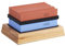 Pietre per affilare utensili da intaglio del legno, pietre per affilare e affilare - Pietra per sgorbia grana 400 e 1000 con cuscinetti antiscivolo rimovibili e una base in bambù, blu rosso, 15,9 x
