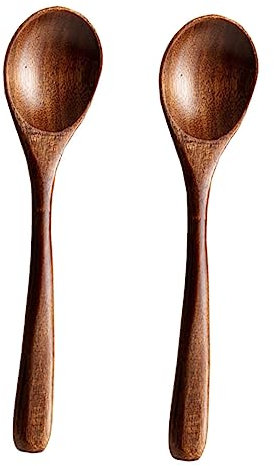 Angoily 2 Pcs Wood Spoons 7.8 Inch Janpanese Style Kitchen Utensil Teaspoons Wooden Mixing Spoons for Tea Coffee Honey Soup Sugar Baking and Stirring
