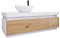 Easy4You Unterschrank Seya 110 cm Matt Weiß/Eiche Hängeschrank Badschrank Badezimmerschrank mit 2 Schubladen