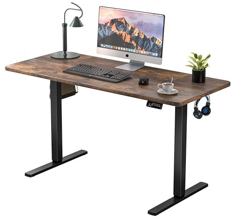 ERGOMAKER Höhenverstellbarer Schreibtisch 110x60cm,Schreibtisch Höhenverstellbar Elektrisch mit Memory-Funktion,Ergonomischer Tisch Höhenverstellbar,Braun