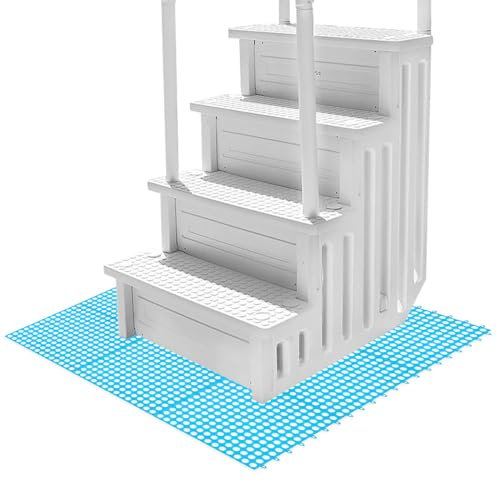 Tapis d'Échelle Piscine d'Épissage 9 Pièces, Tapis d'Échelle Protection Antidérapants 90x90cm Tapis Marche Piscine Résistants à l'usure Revêtements Piscine Hors Sol Et Escaliers