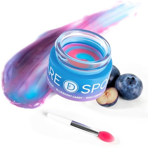SPODARE Blueberry Lip Mask Overnight, Swirl Lip Sleeping Mask for Dry Cracked Lips Care, Dual-Color Lips Balm for Nourishing and Softening Lips and Reduce Fine Lines